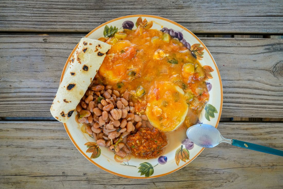 a skillet of migas