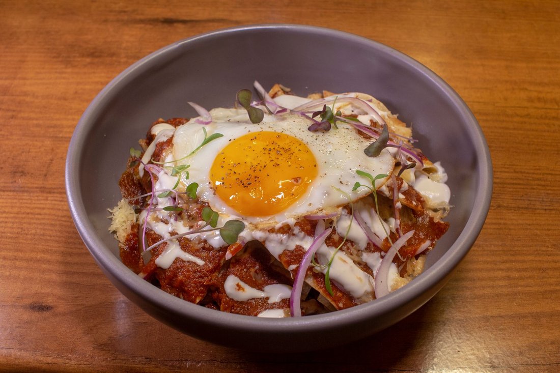 a plate of chilaquiles
