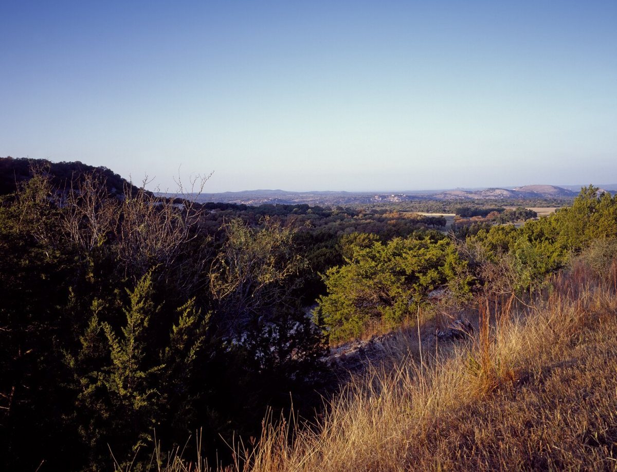 The Texas Hill Country landscape at Enchanted Rock State Natural Area near Fredericksburg